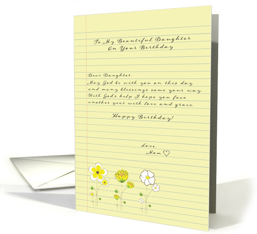 Happy Birthday Note to Daughter from Mom card (1898618)