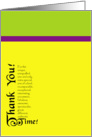 Thank You, green, yellow & purple card