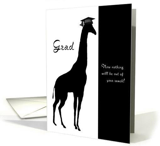 Black and White Graduation Giraffe card (930191)