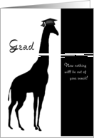 Black and White Graduation Giraffe card