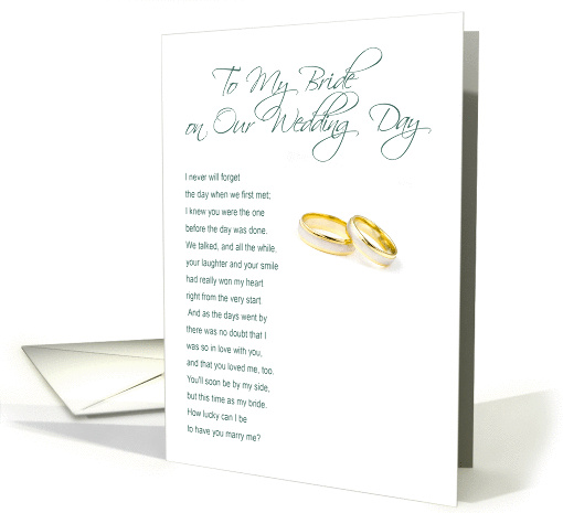 To My Bride On Our Wedding Day - Lucky Me, You'll Marry Me. card
