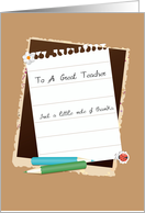 Note of Thanks to A Great Teacher card