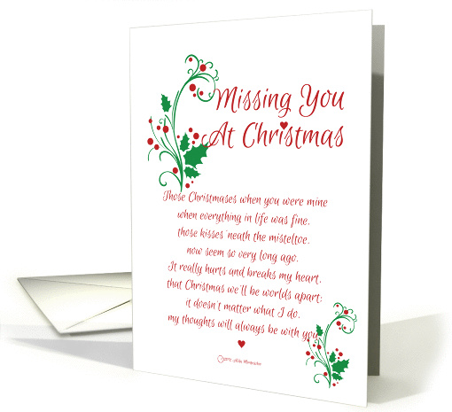 Missing You At Christmas for Ex with Holly card (979665)