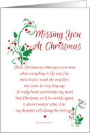 Missing You At Christmas for Ex with Holly card