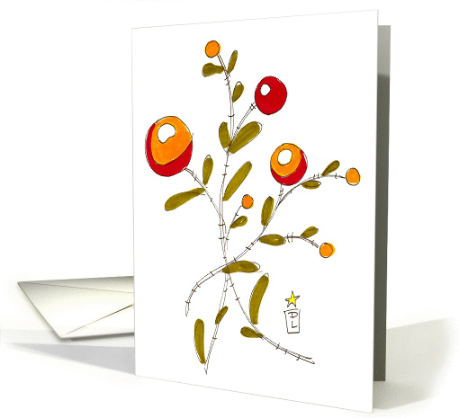 Flowers - Red & Orange Dots card (377564)
