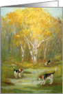 Autumn Greeting Card - Happy Autumn -Beagles - Fall Greetings - Falling Leaves - Fall Season card