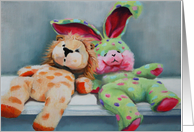 Best Friends Forever, Stuffed Lion & Rabbit card