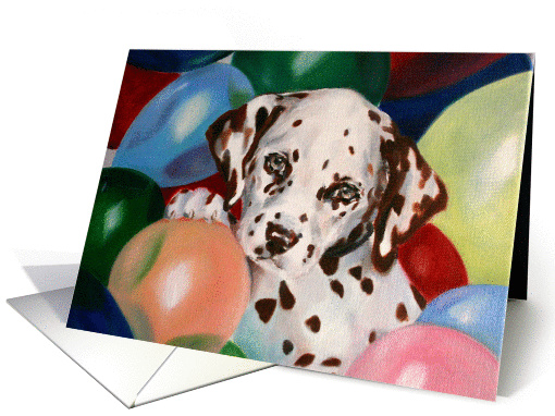 Happy Birthday - Greeting Card - dogs - Dalmatian - Balloons card