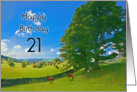 Pastoral landscape painting 21st Birthday card