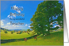 Teacher Birthday, Landscape Painting with Horses card