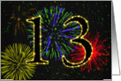 13th Birthday card with fireworks card
