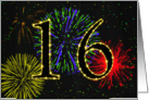 16th Birthday card with fireworks card