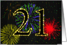 21st Birthday card with fireworks card