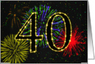 40th Birthday card with fireworks card