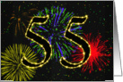 55th Birthday card with fireworks card