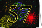 57th Birthday card with fireworks card