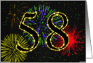 58th Birthday card with fireworks card