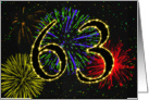 63rd Birthday card with fireworks card