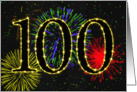 100th Birthday card with fireworks card