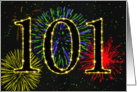 101st Birthday card with fireworks card