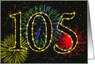 105th Birthday Party Invitation with Fireworks card