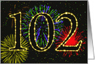 102nd Birthday Party Invitation with Fireworks card