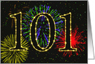 101st Birthday Party Invitation with Fireworks card