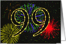 99th Birthday Party Invitation with Fireworks card
