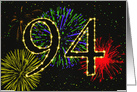 94th Birthday Party Invitation with Fireworks card