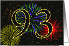 93rd Birthday Party Invitation with Fireworks card