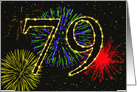 79th Birthday Party Invitation with Fireworks card