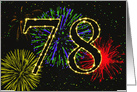 78th Birthday Party Invitation with Fireworks card
