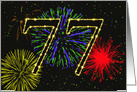 77th Birthday Party Invitation with Fireworks card