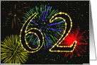 62nd Birthday Party Invitation with Fireworks card