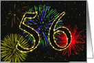 56th Birthday Party Invitation with Fireworks card