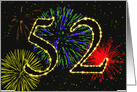 52nd Birthday Party Invitation with Fireworks card