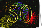 50th Birthday Party Invitation with Fireworks card
