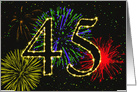 45th Birthday Party Invitation with Fireworks card