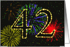 42nd Birthday Party Invitation with Fireworks card