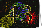 43rd Birthday Party Invitation with Fireworks card