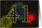 41st Birthday Party Invitation with Fireworks card