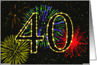 40th Birthday Party Invitation with Fireworks card