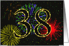38th Birthday Party Invitation with Fireworks card