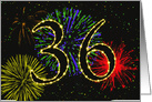 36th Birthday Party Invitation with Fireworks card