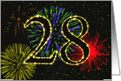 28th Birthday Party Invitation with Fireworks card