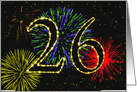 26th Birthday Party Invitation with Fireworks card