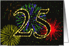 25th Birthday Party Invitation with Fireworks card