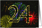 24th Birthday Party Invitation with Fireworks card