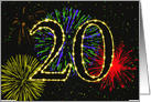20th Birthday Party Invitation with Fireworks card