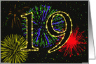 19th Birthday Party Invitation with Fireworks card